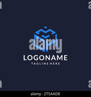 OH logo hexagon designs, best monogram initial logo with hexagonal shape design ideas inspiration Stock Vector