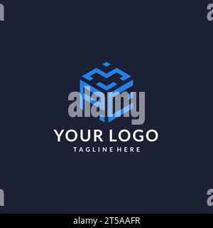 PC logo hexagon designs, best monogram initial logo with hexagonal shape design ideas inspiration Stock Vector