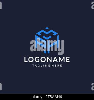PH logo hexagon designs, best monogram initial logo with hexagonal shape design ideas inspiration Stock Vector