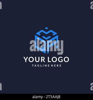 QP logo hexagon designs, best monogram initial logo with hexagonal shape design ideas inspiration Stock Vector