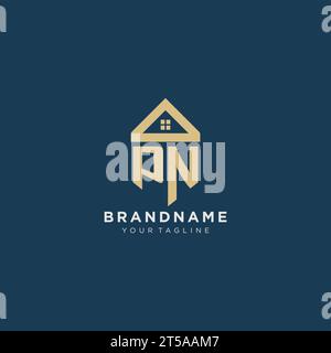 initial letter PN with simple house roof creative logo design for real estate company vector graphic Stock Vector