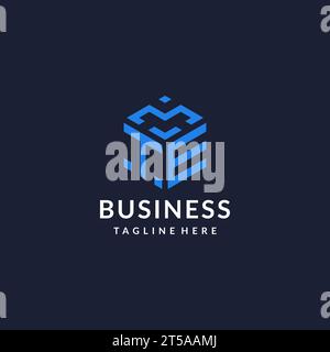 TE logo hexagon designs, best monogram initial logo with hexagonal shape design ideas inspiration Stock Vector