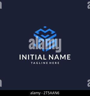 TS logo hexagon designs, best monogram initial logo with hexagonal shape design ideas inspiration Stock Vector