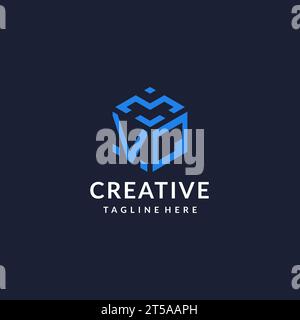 VQ initial monogram logo with hexagonal shape style, real estate logo ...