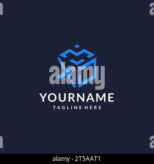 XJ logo hexagon designs, best monogram initial logo with hexagonal shape design ideas inspiration Stock Vector