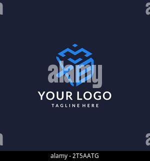 XB initial monogram logo with hexagonal shape and swoosh design ideas ...