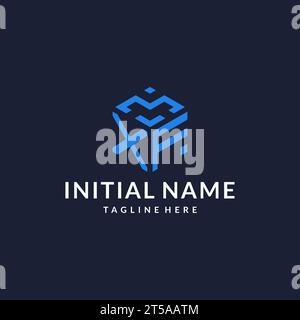 XF initial monogram logo with hexagonal shape style, real estate logo ...