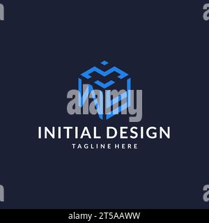 WY logo hexagon designs, best monogram initial logo with hexagonal shape design ideas inspiration Stock Vector