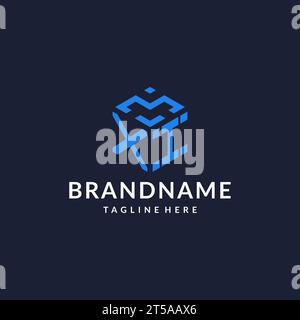 XI logo hexagon designs, best monogram initial logo with hexagonal shape design ideas inspiration Stock Vector