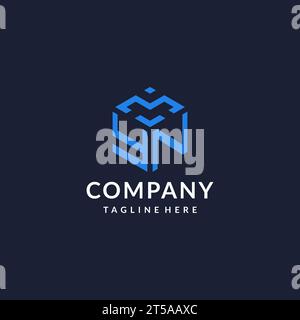 YN logo hexagon designs, best monogram initial logo with hexagonal shape design ideas inspiration Stock Vector