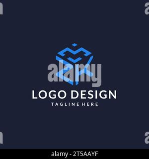 ZK initial monogram logo with hexagonal shape style, real estate logo ...