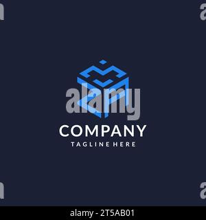 ZA logo hexagon designs, best monogram initial logo with hexagonal shape design ideas inspiration Stock Vector