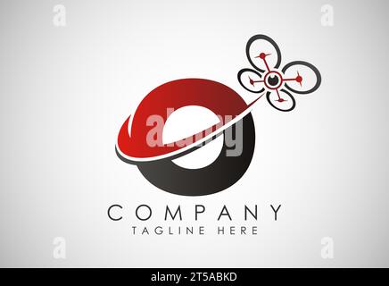 Letter drone logo design vector template. Drone technology logo sign symbol Stock Vector