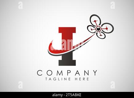 Letter drone logo design vector template. Drone technology logo sign symbol Stock Vector