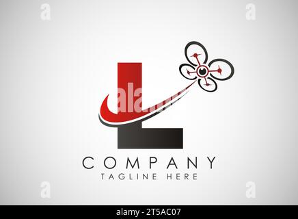 Letter drone logo design vector template. Drone technology logo sign symbol Stock Vector