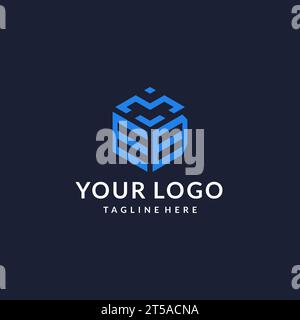 EB logo hexagon designs, best monogram initial logo with hexagonal shape design ideas inspiration Stock Vector