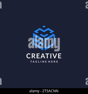 ED logo hexagon designs, best monogram initial logo with hexagonal shape design ideas inspiration Stock Vector