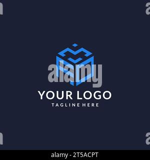 FO logo hexagon designs, best monogram initial logo with hexagonal shape design ideas inspiration Stock Vector