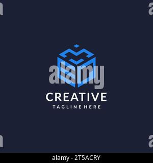 EQ initial monogram logo with hexagonal shape style, real estate logo ...