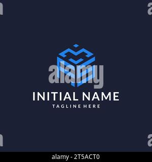 FS logo hexagon designs, best monogram initial logo with hexagonal shape design ideas inspiration Stock Vector