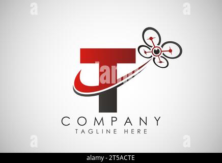 Letter drone logo design vector template. Drone technology logo sign symbol Stock Vector