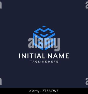 GS logo hexagon designs, best monogram initial logo with hexagonal shape design ideas inspiration Stock Vector