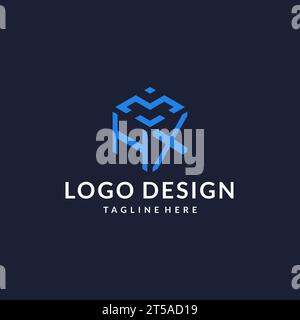 HX initial monogram logo with hexagonal shape and swoosh design ideas ...