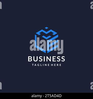LE initial monogram logo with hexagonal shape and swoosh design ideas ...