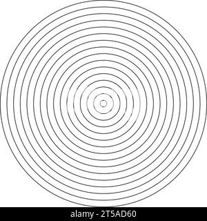 Concentric circle icon. Black and white circular rings. Sound wave, radar, target. Round line element. Abstract monochrome graphic. Vector Stock Vector