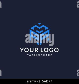 PP logo hexagon designs, best monogram initial logo with hexagonal shape design ideas inspiration Stock Vector