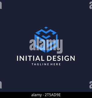 QY logo hexagon designs, best monogram initial logo with hexagonal shape design ideas inspiration Stock Vector
