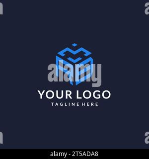 RB logo hexagon designs, best monogram initial logo with hexagonal shape design ideas inspiration Stock Vector