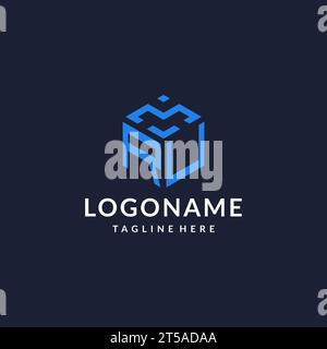 RU logo hexagon designs, best monogram initial logo with hexagonal shape design ideas inspiration Stock Vector