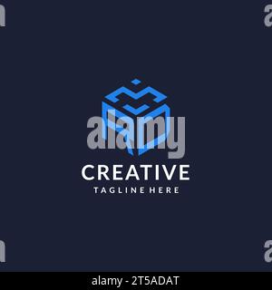 RD logo hexagon designs, best monogram initial logo with hexagonal shape design ideas inspiration Stock Vector