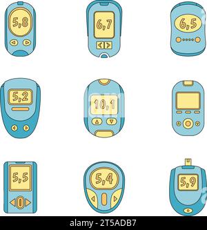 Simple outline illustration of a glucometer with a display showing the ...