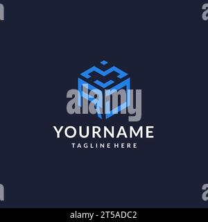 RJ logo hexagon designs, best monogram initial logo with hexagonal shape design ideas inspiration Stock Vector