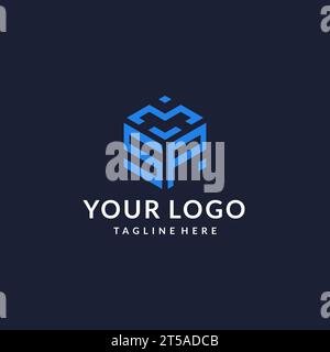 SP logo hexagon designs, best monogram initial logo with hexagonal shape design ideas inspiration Stock Vector