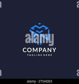 TN logo hexagon designs, best monogram initial logo with hexagonal shape design ideas inspiration Stock Vector