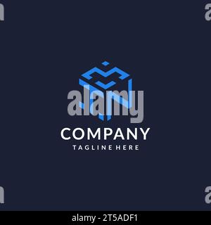 TN logo hexagon designs, best monogram initial logo with hexagonal shape design ideas inspiration Stock Vector