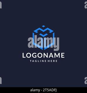 UU logo hexagon designs, best monogram initial logo with hexagonal shape design ideas inspiration Stock Vector