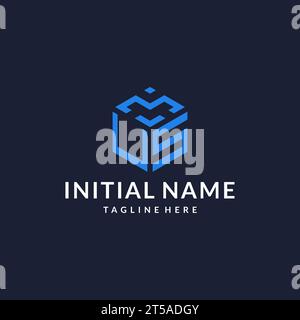 US logo hexagon designs, best monogram initial logo with hexagonal shape design ideas inspiration Stock Vector