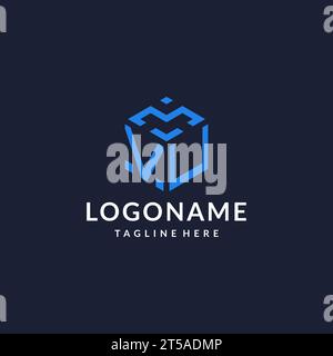 VU logo hexagon designs, best monogram initial logo with hexagonal shape design ideas inspiration Stock Vector