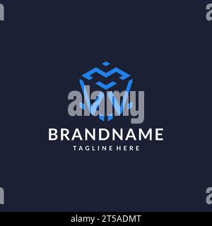 VV logo hexagon designs, best monogram initial logo with hexagonal shape design ideas inspiration Stock Vector