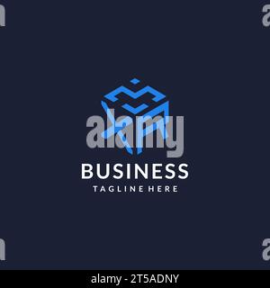 XR logo hexagon designs, best monogram initial logo with hexagonal shape design ideas inspiration Stock Vector