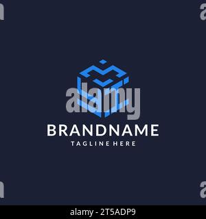 YI logo hexagon designs, best monogram initial logo with hexagonal shape design ideas inspiration Stock Vector