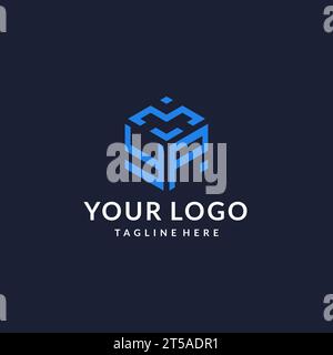 YP logo hexagon designs, best monogram initial logo with hexagonal shape design ideas inspiration Stock Vector