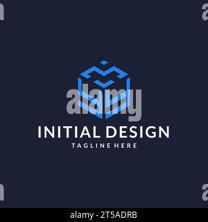 YY logo hexagon designs, best monogram initial logo with hexagonal shape design ideas inspiration Stock Vector