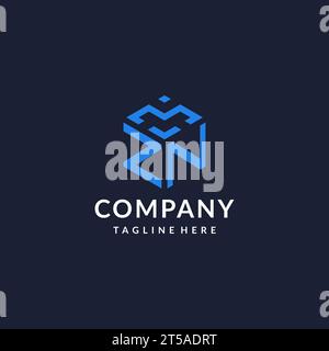 ZN logo hexagon designs, best monogram initial logo with hexagonal shape design ideas inspiration Stock Vector