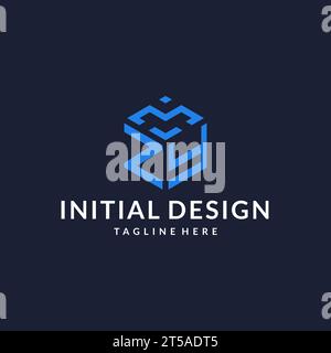 ZY initial monogram logo with hexagonal shape style, real estate logo ...