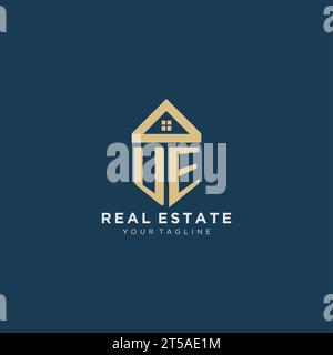 Initial UE logo with creative house icon, modern and professional real ...